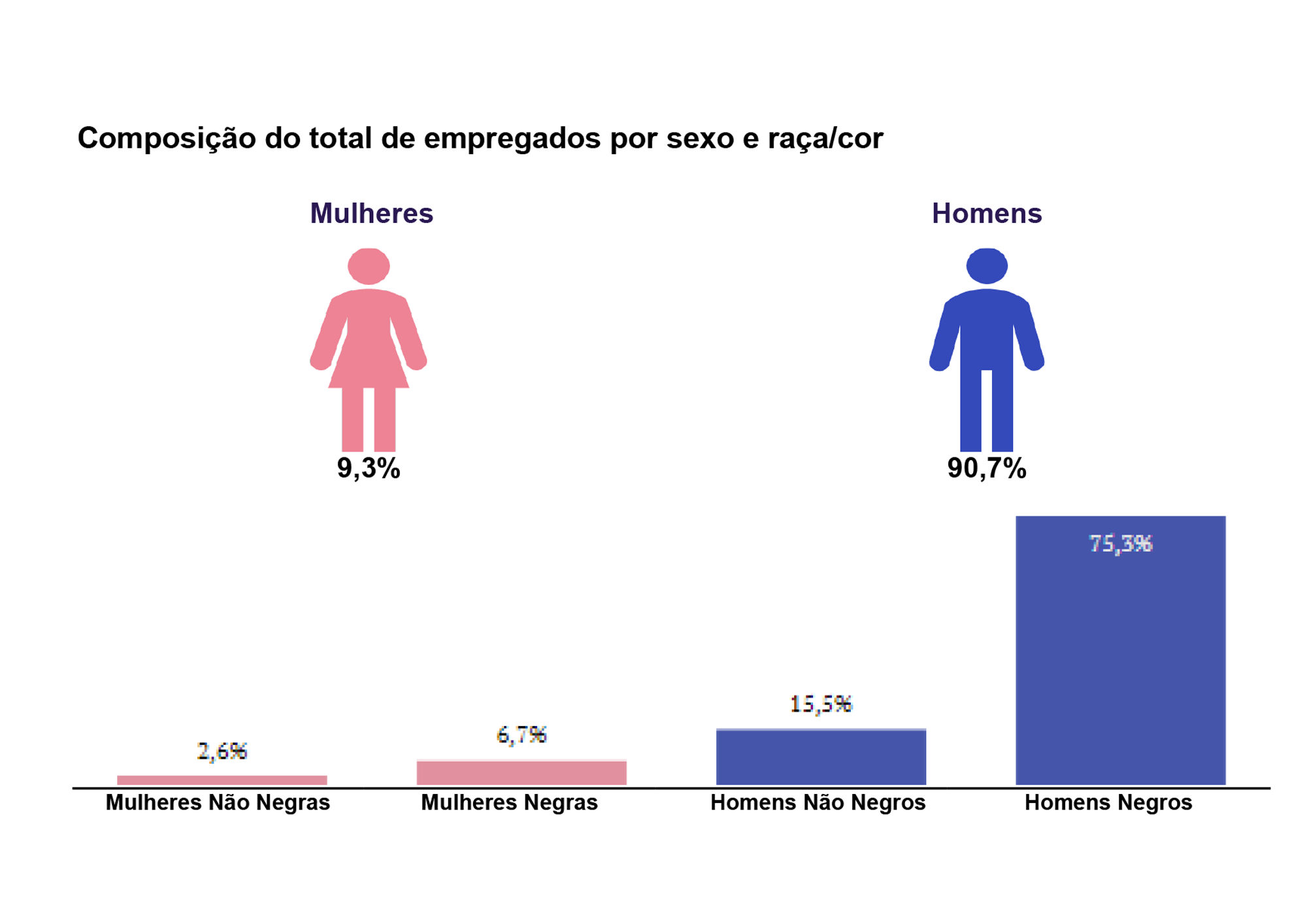 Composição de empregados por sexo e raça/cor - Parte 3
