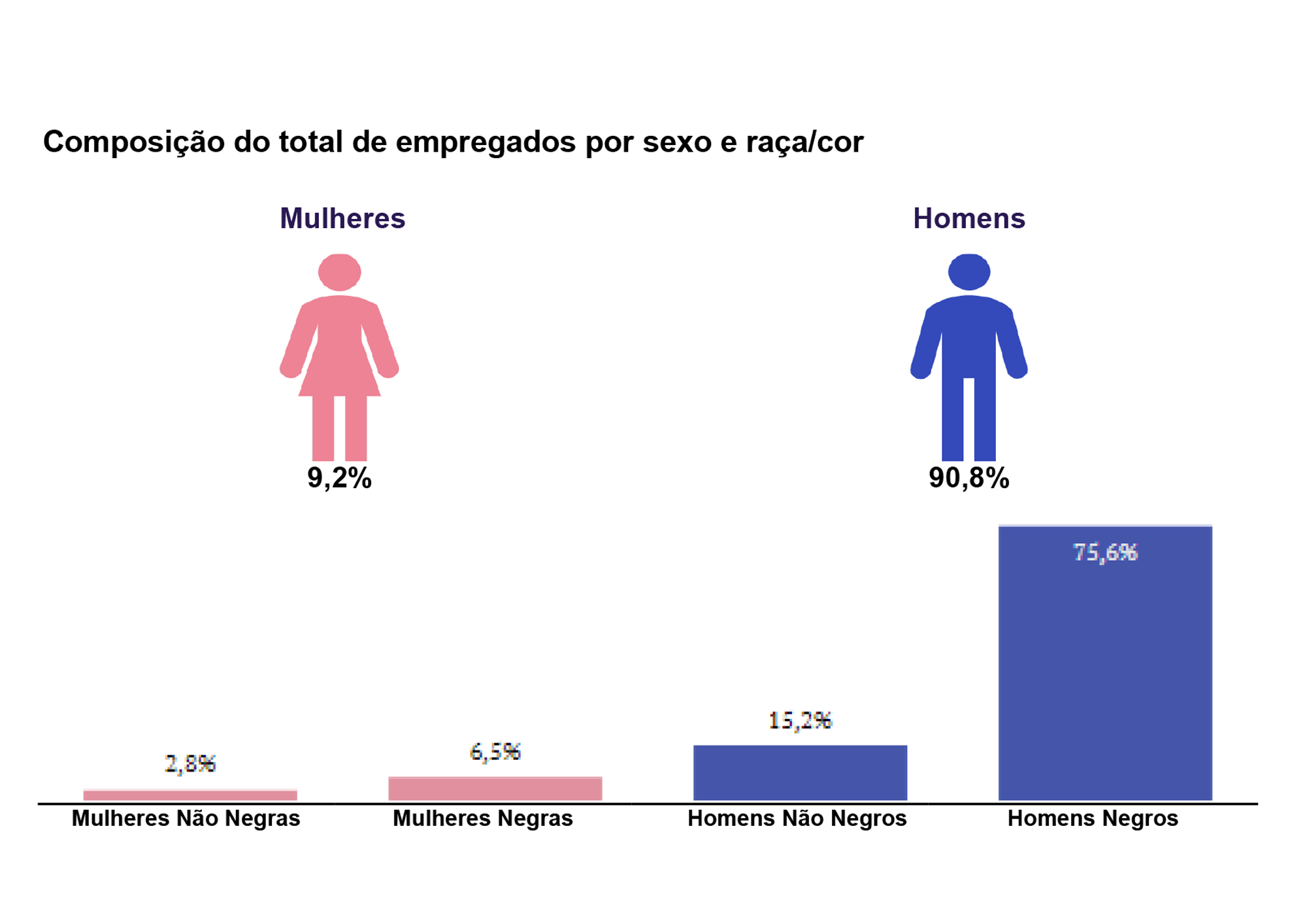 Composição de empregados por sexo e raça/cor - Parte 3